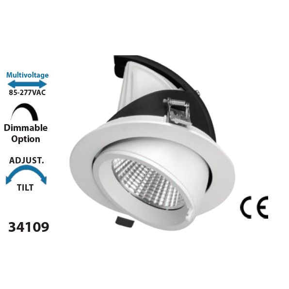 Mega LED - LED Downlight - 40W, Recessed Ceiling Light, 2700K, 4500Lm, 85-277V AC (34109) — Quality Boat Parts