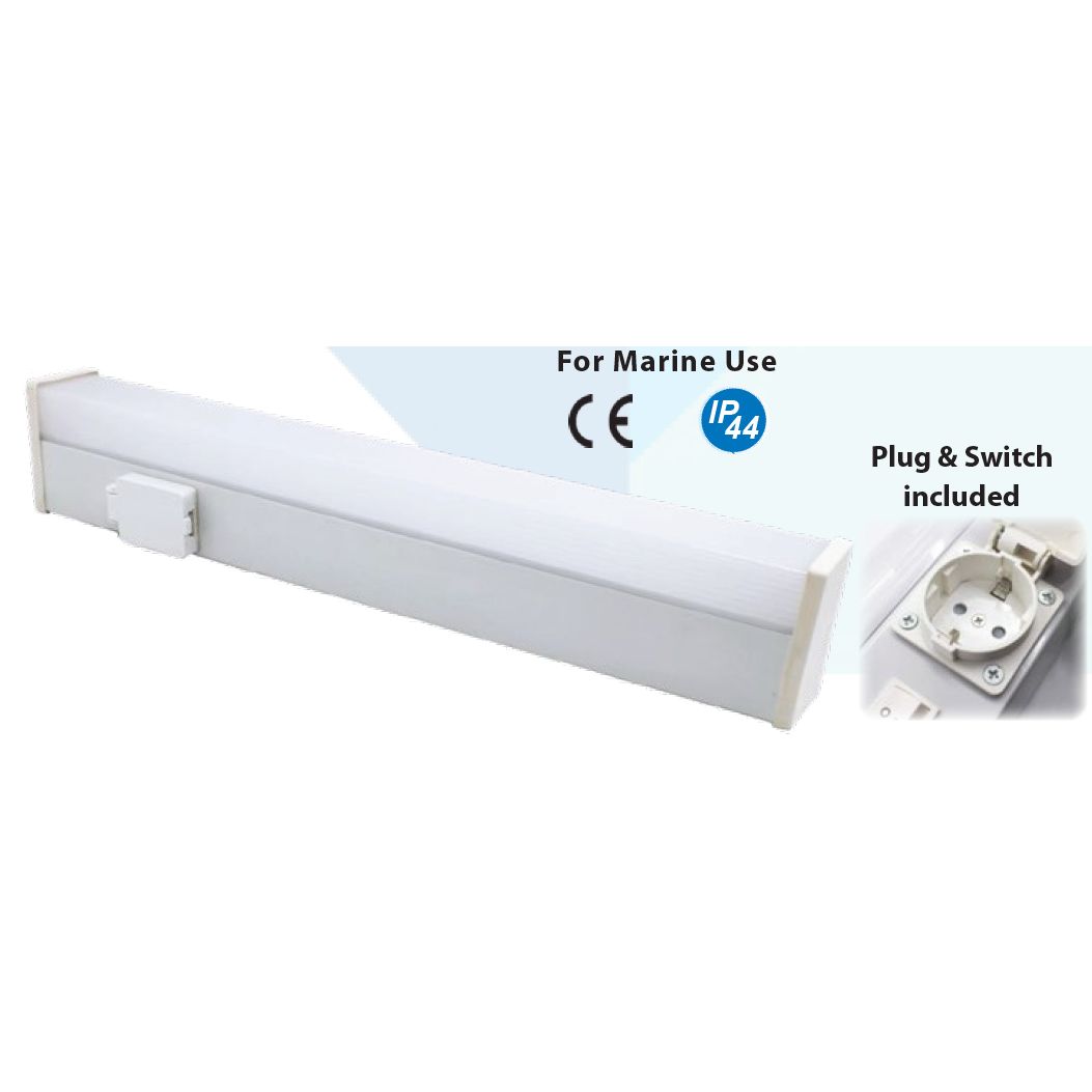 Mega LED - LED Flat Linear Light - 900mm, 18W, Galvanized Steel Frame Coated White, 100-265V AC (33015) — Quality Boat Parts
