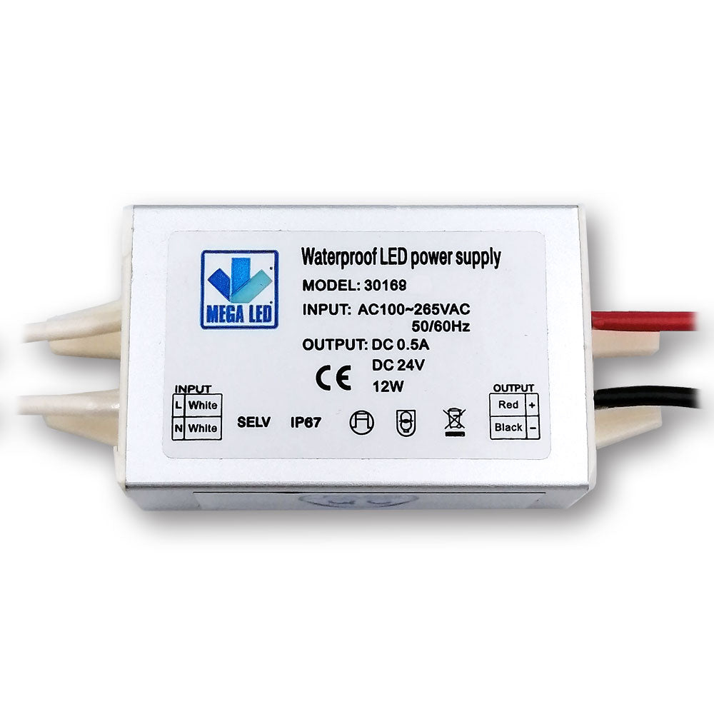 Mega LED - Driver Power Supply - 100-265V AC, 24V DC, 0.5A, 12W (30169-24) — Quality Boat Parts