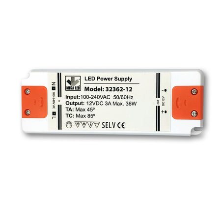 Mega LED - Driver Power Supply - 100-240V AC, 12V DC, 3A, 36W (32362-12) — Quality Boat Parts