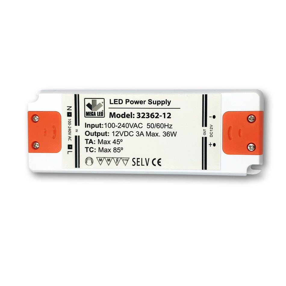 Mega LED - Driver Power Supply - 100-240V AC, 12V DC, 3A, 36W (32362-12) — Quality Boat Parts