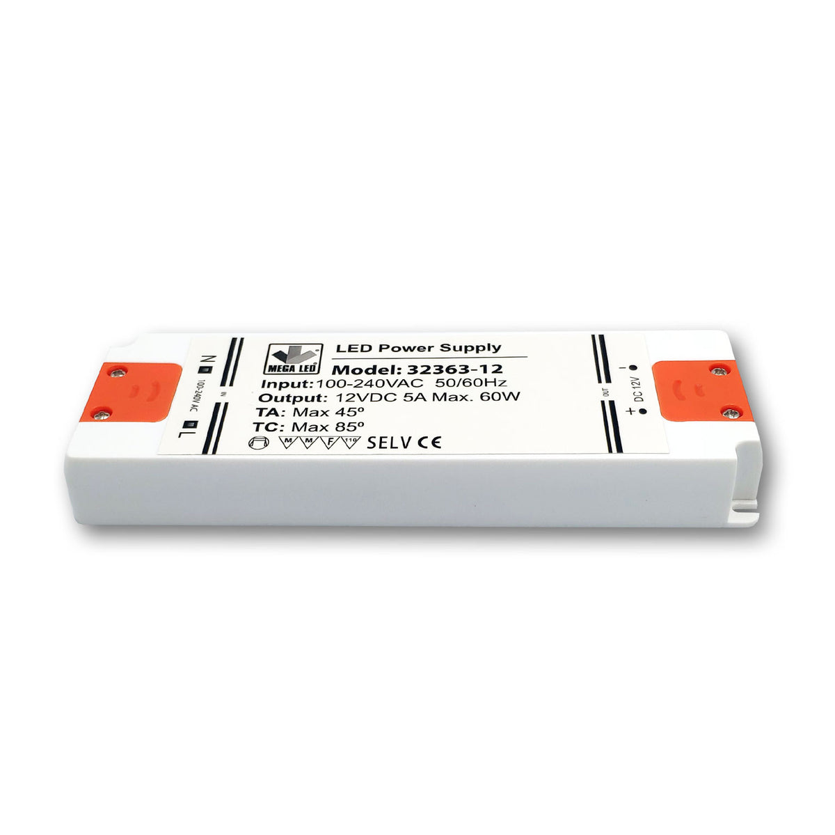 Mega LED - Driver Power Supply - 100-240V AC, 12V DC, 5A, 60W (32363-12) — Quality Boat Parts