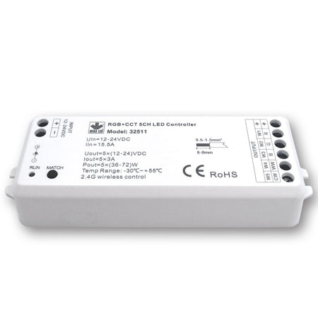 Mega LED - Wireless RF Dimmer Controller - Single Color & RGB+ 2 Whites RF Controller, 5 Channels — Quality Boat Parts
