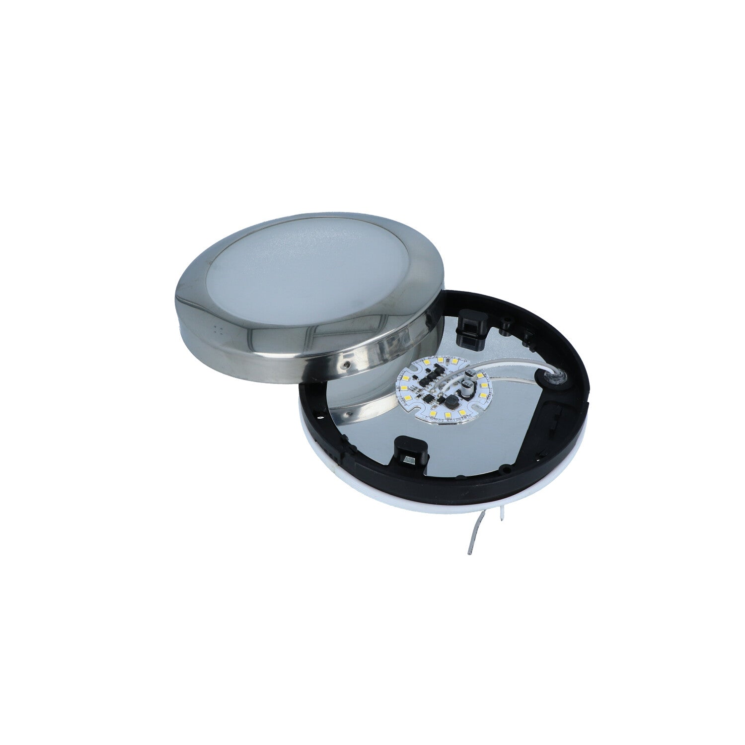 Mega LED - Andros LED Downlight Fixture - Surface Mount, 10-30V DC, Frosted Glass, Stainless Steel 316 Trim — Quality Boat Parts