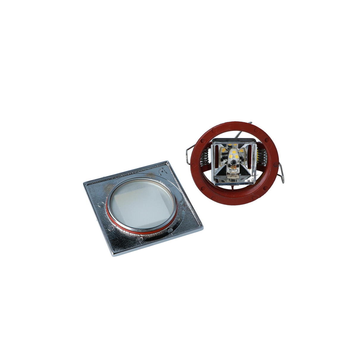 Mega LED - Anafi Square Downlight Fixture - For G4 LED Bulb Chromed Brass Trim And Frosted Glass — Quality Boat Parts