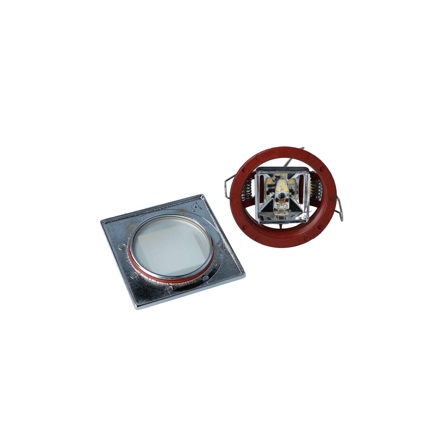Mega LED - Anafi Square Downlight Fixture - For G4 LED Bulb Chromed Brass Trim And Frosted Glass — Quality Boat Parts