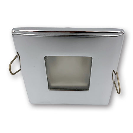 Mega LED - Anafi Square Downlight Fixture - For G4 LED Bulb Chromed Brass Trim And Frosted Glass — Quality Boat Parts