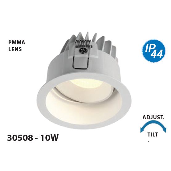 Mega LED - LED Downlight - 10W, Antiglare PMMA Lens, 730Lm, 2700K, Beam Angle 60º, 220V AC (30508) — Quality Boat Parts