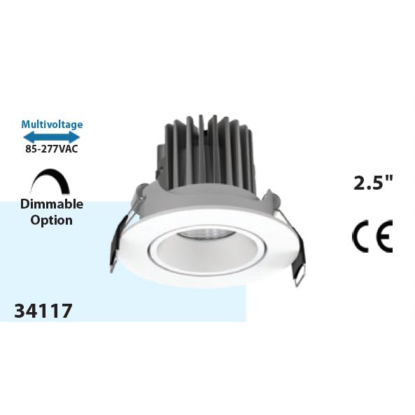 Mega LED - LED Downlight - 7W, LED Recessed Ceiling Light, 500 Lm, 2700K, 85-277V AC (34117) — Quality Boat Parts