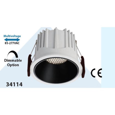 Mega LED - LED Downlight - 12W, Antiglare Recessed Ceiling Light, Beam Angle 36º, 85-277V AC (34114) — Quality Boat Parts