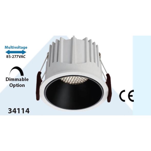 Mega LED - LED Downlight - 12W, Antiglare Recessed Ceiling Light, Beam Angle 36º, 85-277V AC (34114) — Quality Boat Parts