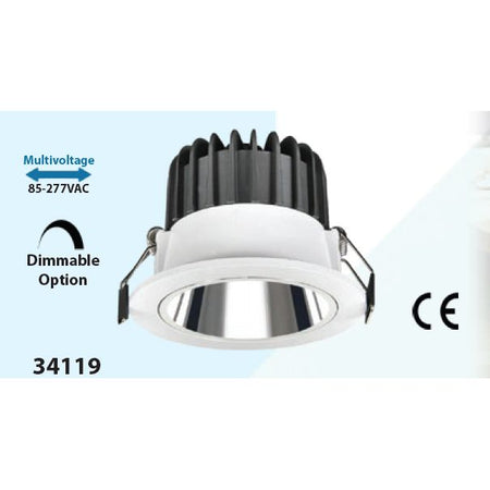 Mega LED - LED Downlight - 10W, LED Antiglare Recessed Ceiling Light, 2700K, Beam Angle 120º (34119) — Quality Boat Parts