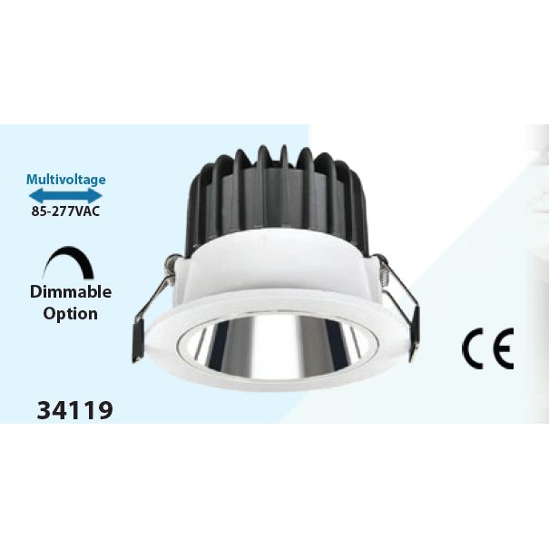 Mega LED - LED Downlight - 10W, LED Antiglare Recessed Ceiling Light, 2700K, Beam Angle 120º (34119) — Quality Boat Parts