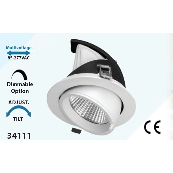 Mega LED - LED Downlight - 20W, Recessed Ceiling Light, 2700K, 2500Lm, Beam Angle 38º, 85-277V AC (34111) — Quality Boat Parts