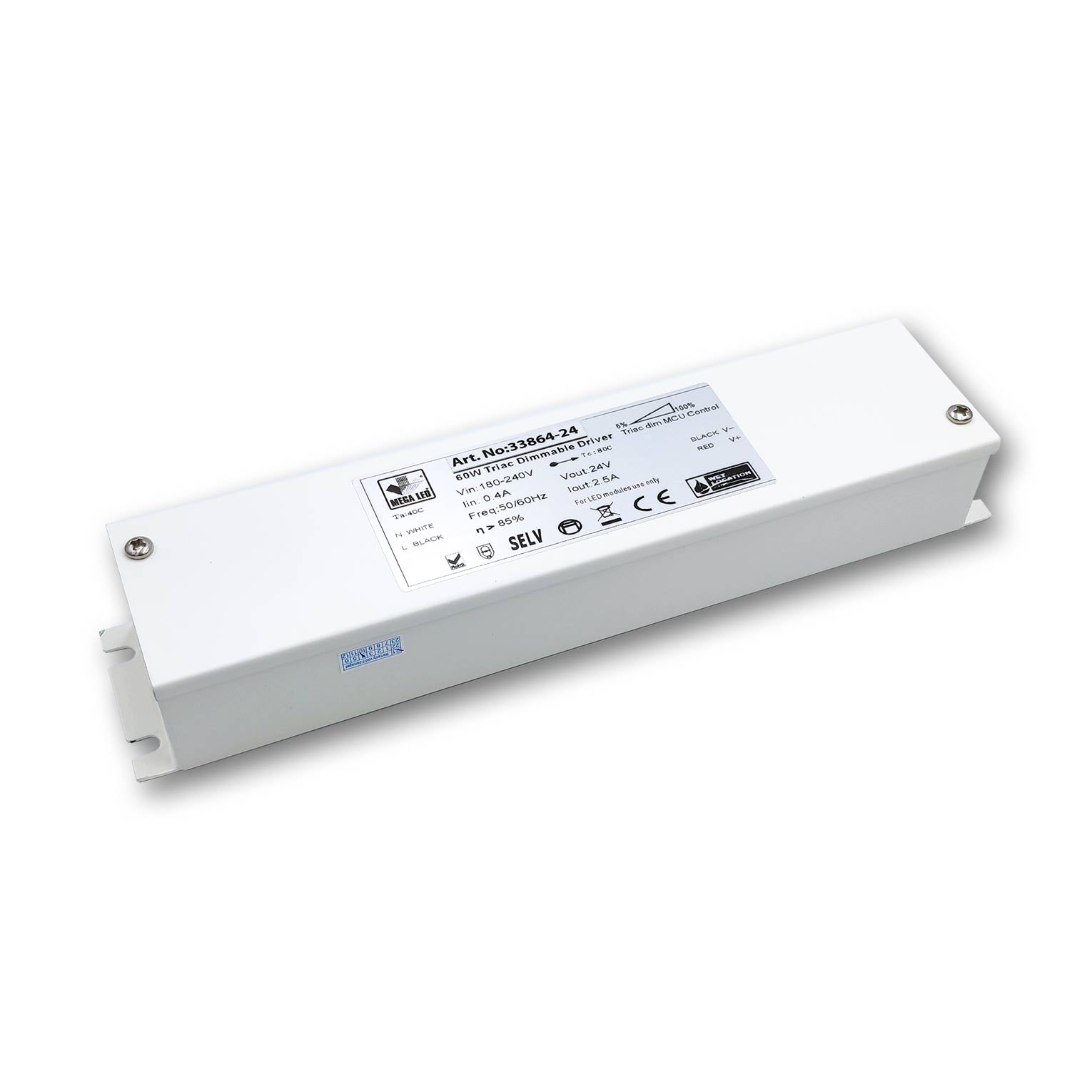 Mega LED - Special Power Driver - 180-240V AC, 24V DC, 2.50A/24V, 60W (33864-24) — Quality Boat Parts