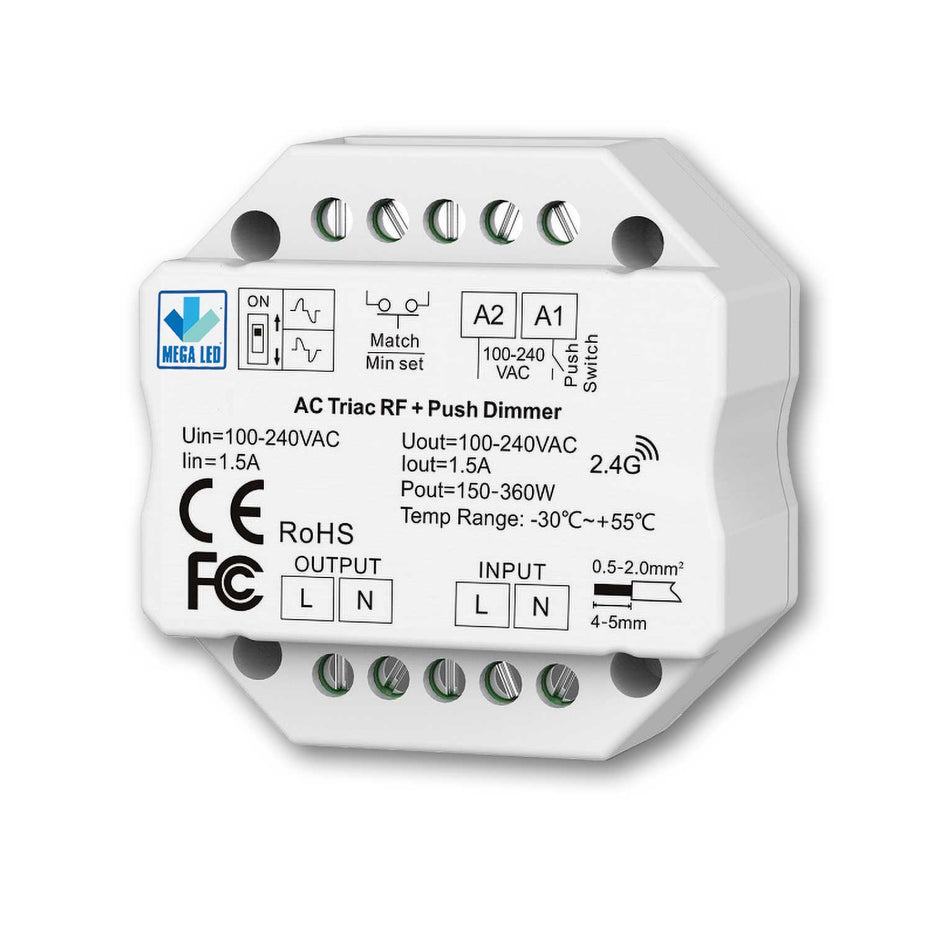 Mega LED - Electronic TRIAC Dimmer - For RF Remote, Input 100-240V AC, 1.5A Max For 1 Channel (32527) — Quality Boat Parts