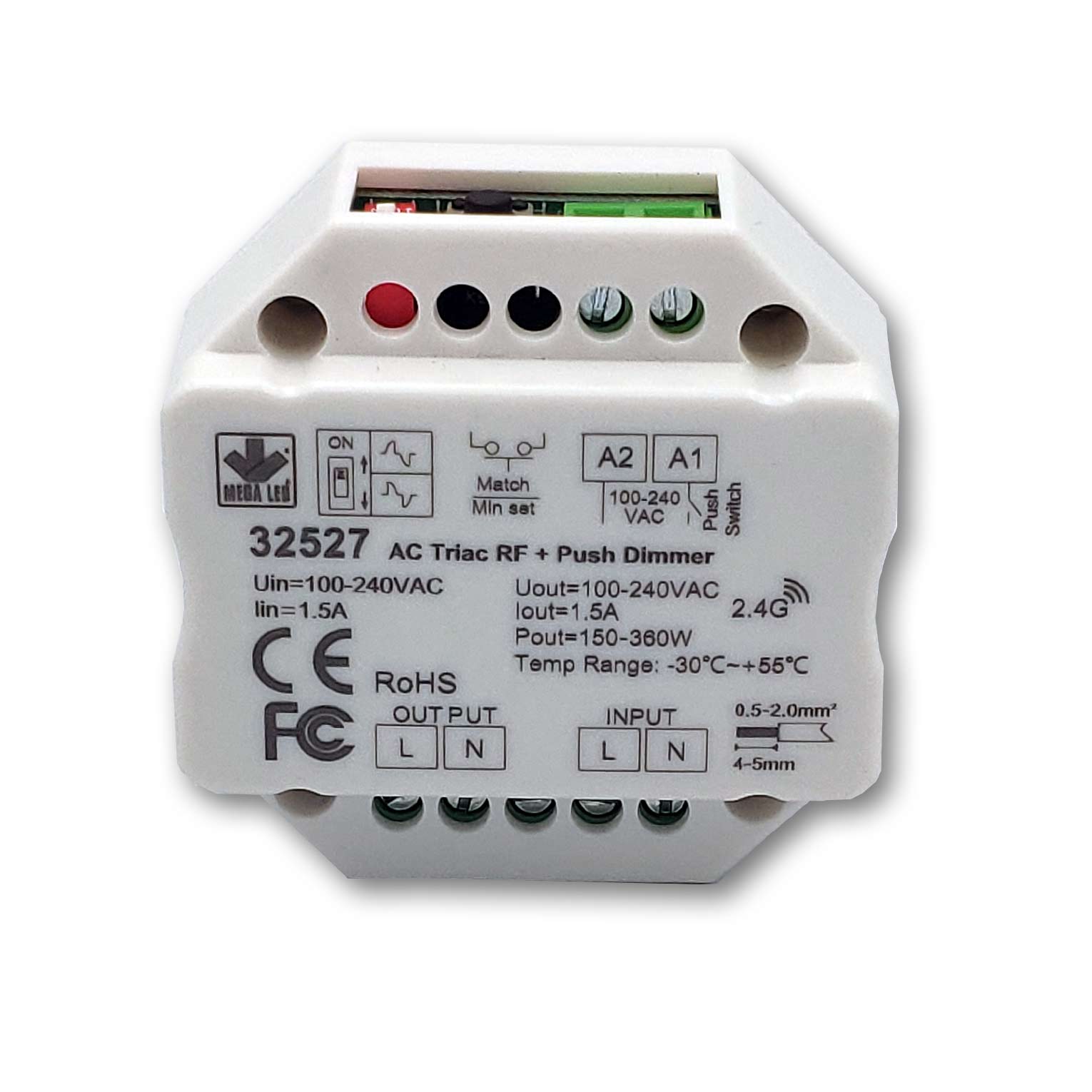 Mega LED - Electronic TRIAC Dimmer - For RF Remote, Input 100-240V AC, 1.5A Max For 1 Channel (32527) — Quality Boat Parts