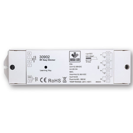 Mega LED - Electronic Dimmer - For RF Remote, For Smooth Dimming, Input 12-36V DC, 4X5A, 20A Max — Quality Boat Parts