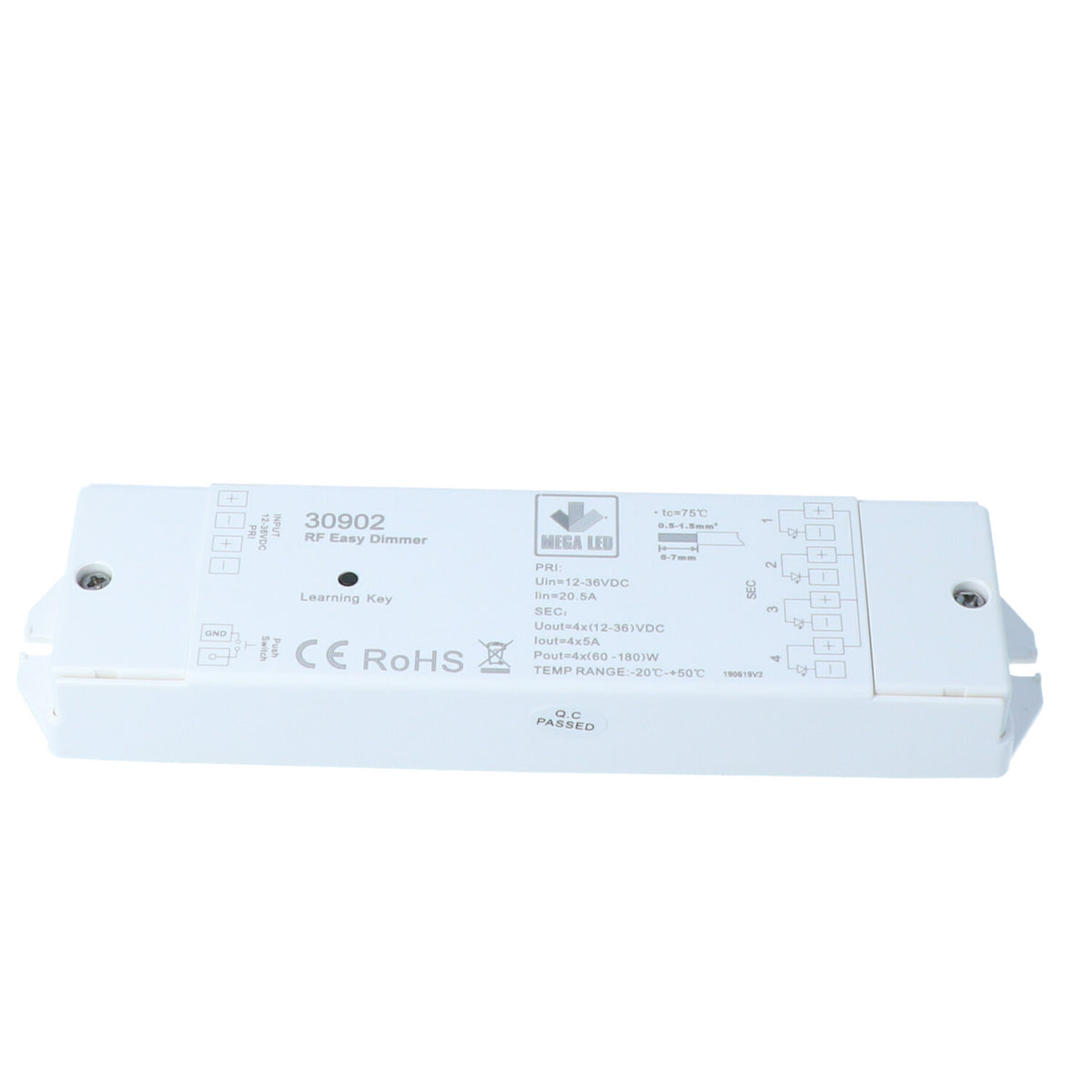 Mega LED - Electronic Dimmer - For RF Remote, For Smooth Dimming, Input 12-36V DC, 4X5A, 20A Max — Quality Boat Parts