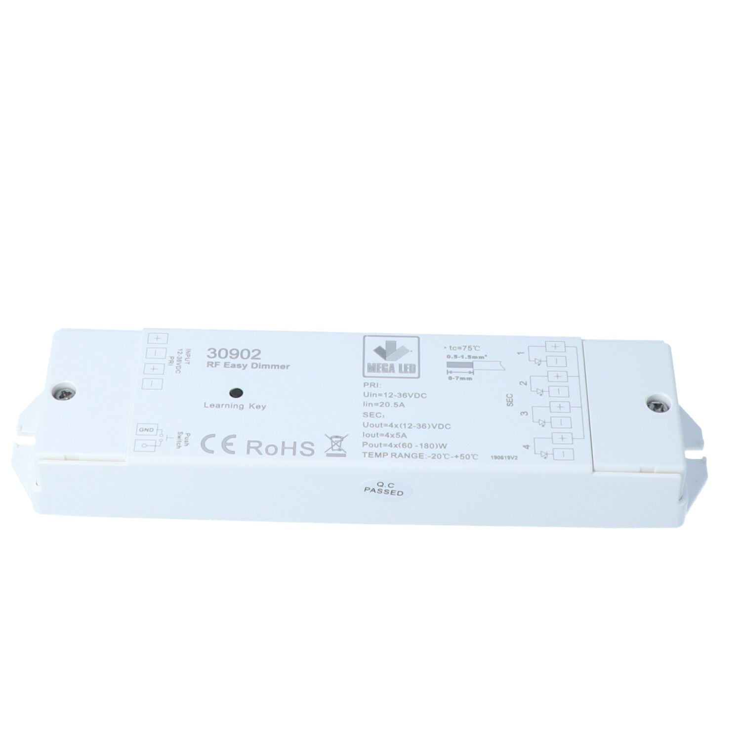 Mega LED - Electronic Dimmer - For RF Remote, For Smooth Dimming, Input 12-36V DC, 4X5A, 20A Max — Quality Boat Parts