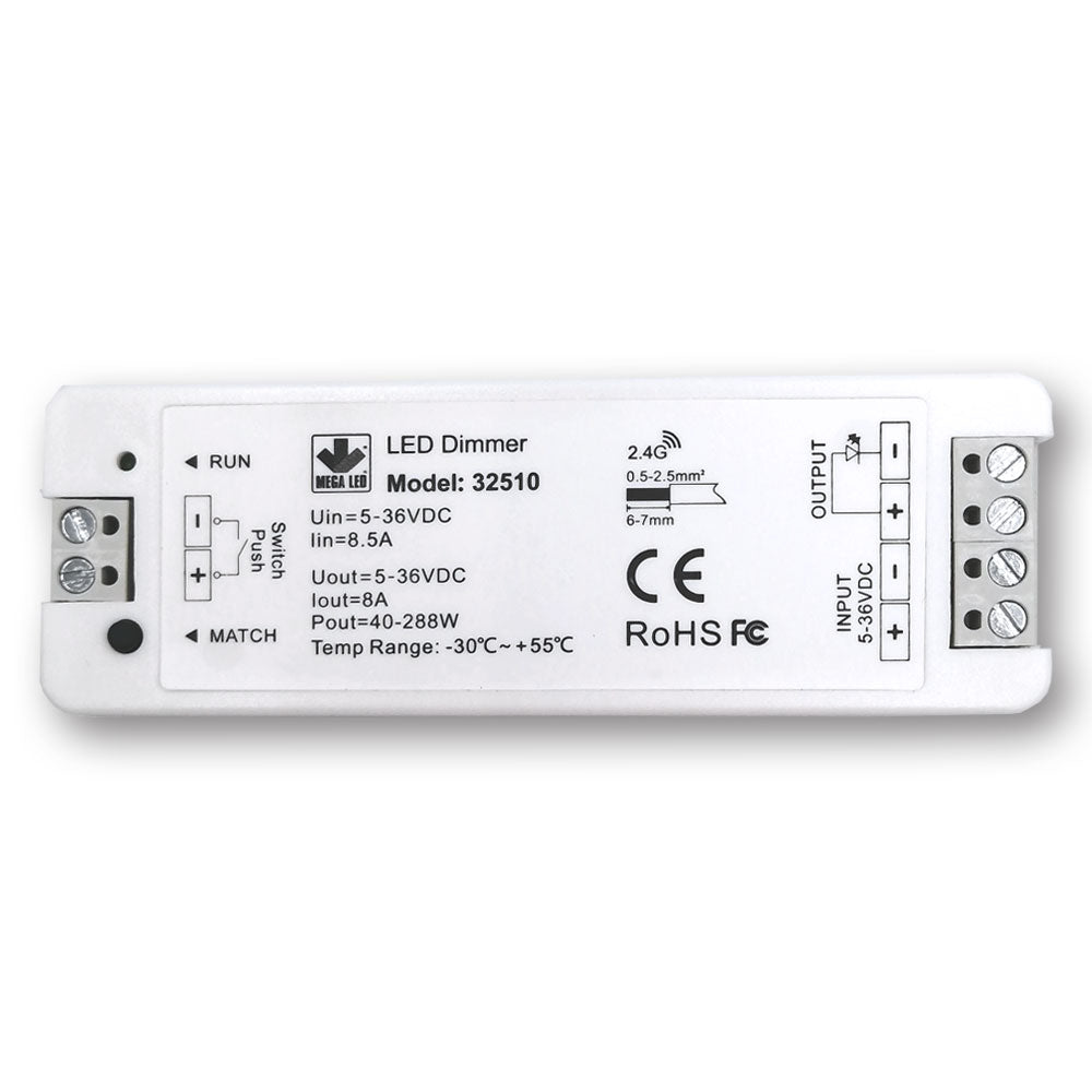 Mega LED - Electronic Dimmer - For RF Remote, Input 5-36V DC, 8A Max 40-288 Watt (36V DC) — Quality Boat Parts
