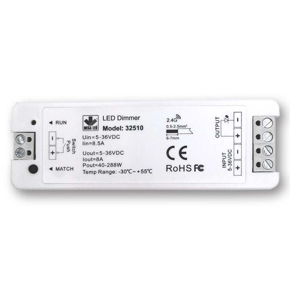 Mega LED - Electronic Dimmer - For RF Remote, Input 5-36V DC, 8A Max 40-288 Watt (36V DC) — Quality Boat Parts