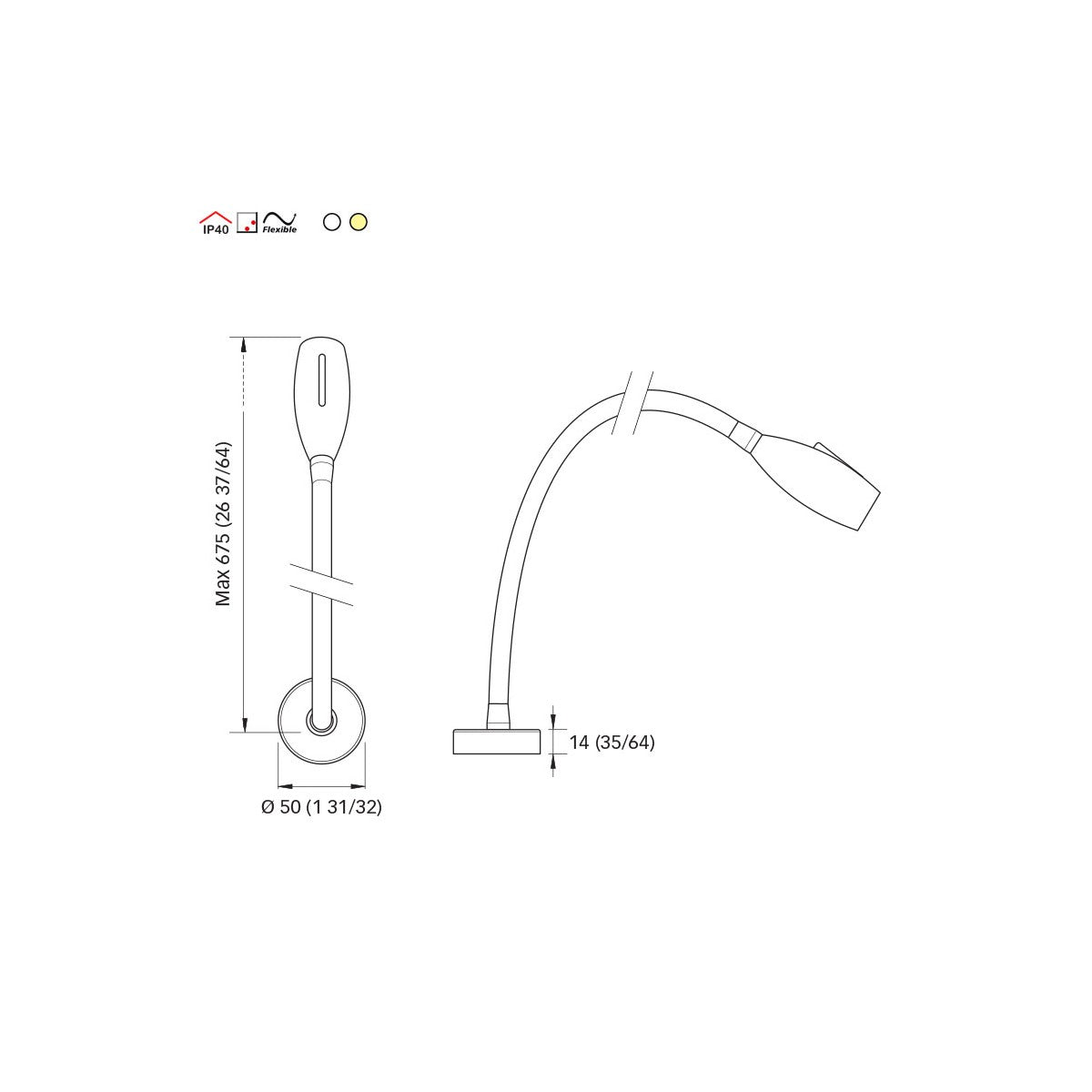 Quick Marine - Maya 60 LED Reading Light (Warm White, 10/30V, Chromed, Switch) (FASP0013CC06A00) — Quality Boat Parts