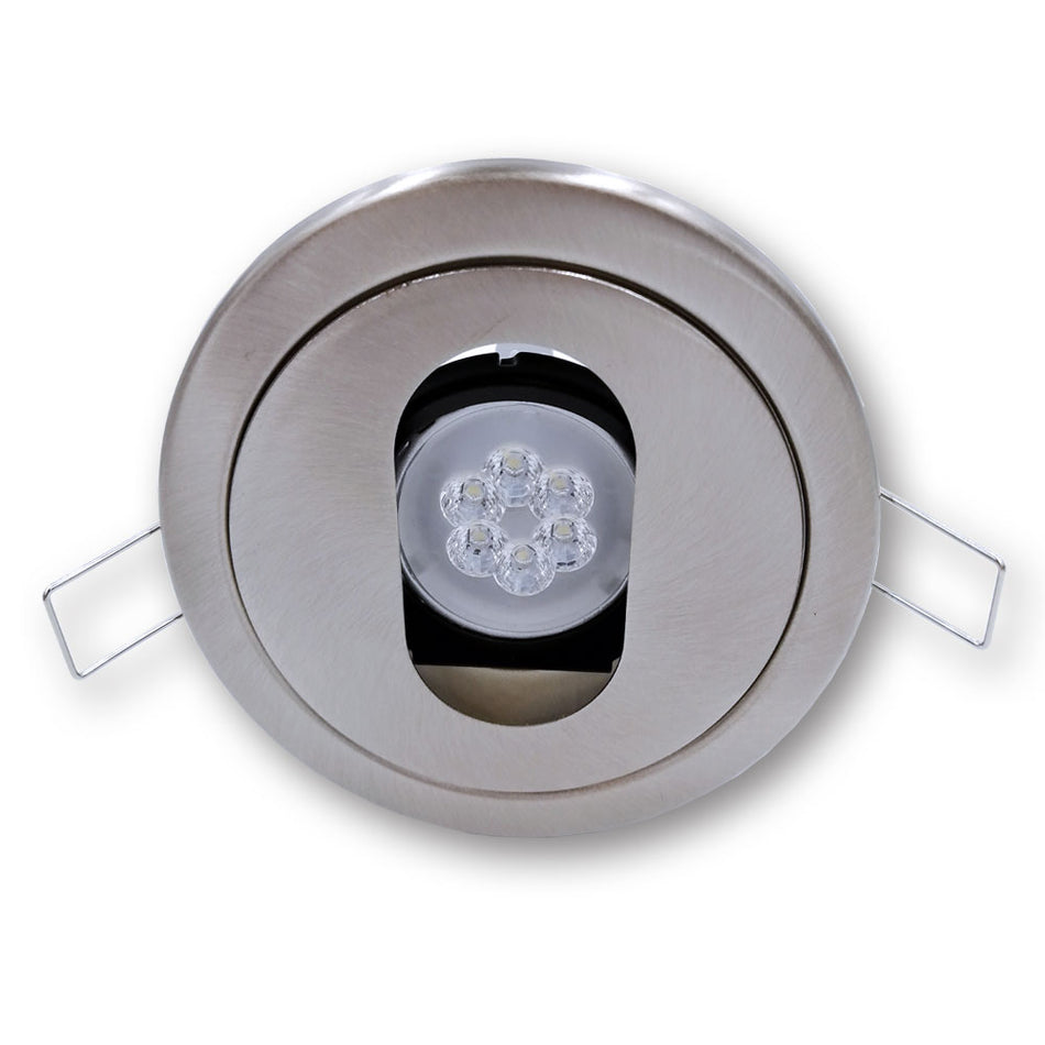 Mega LED - Corfu Downlight Fixture - Aluminum Alloy, For MR16 or GU10 Bulbs, Satin Chrome Trim Finish (CORFU-CH) — Quality Boat Parts