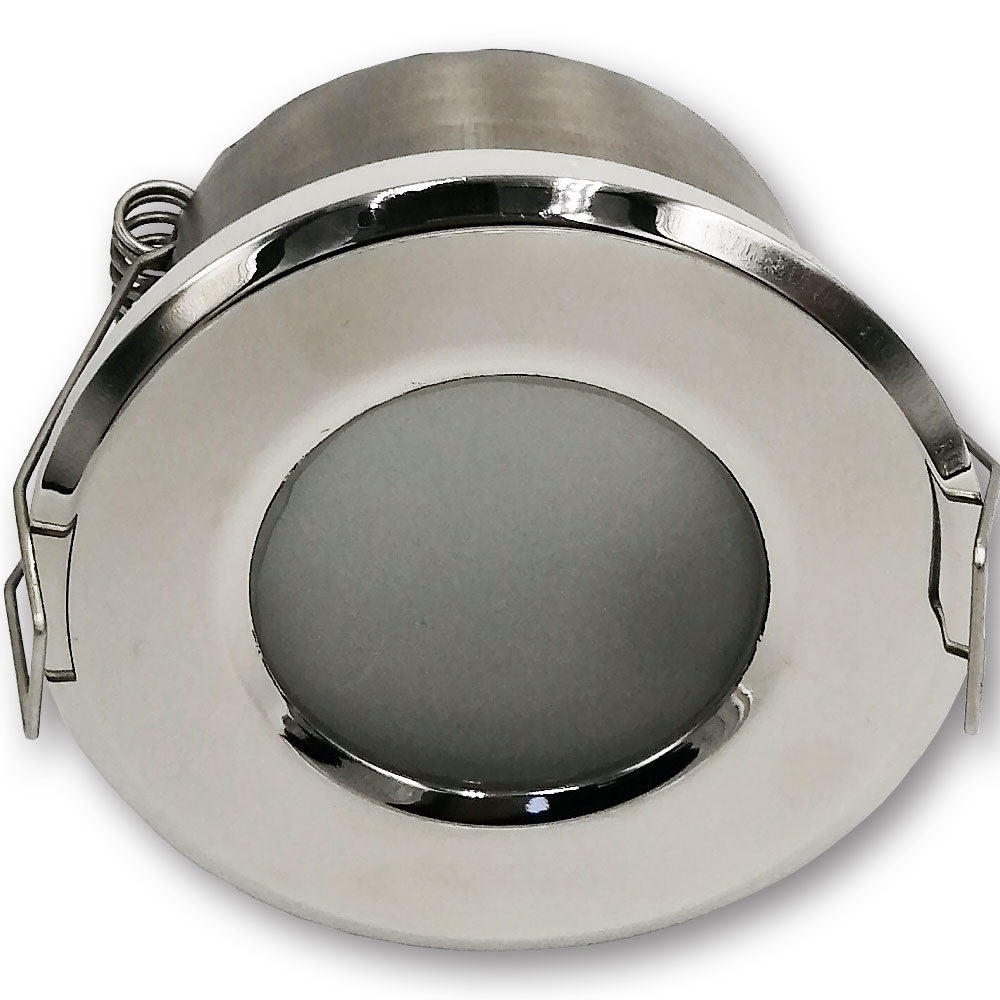 Mega LED - Downlight Fixture - Stainless Steel 316, Frosted Glass, For MR16 or GU10 Bulbs, Inox Finish (SIFNOS-X) — Quality Boat Parts