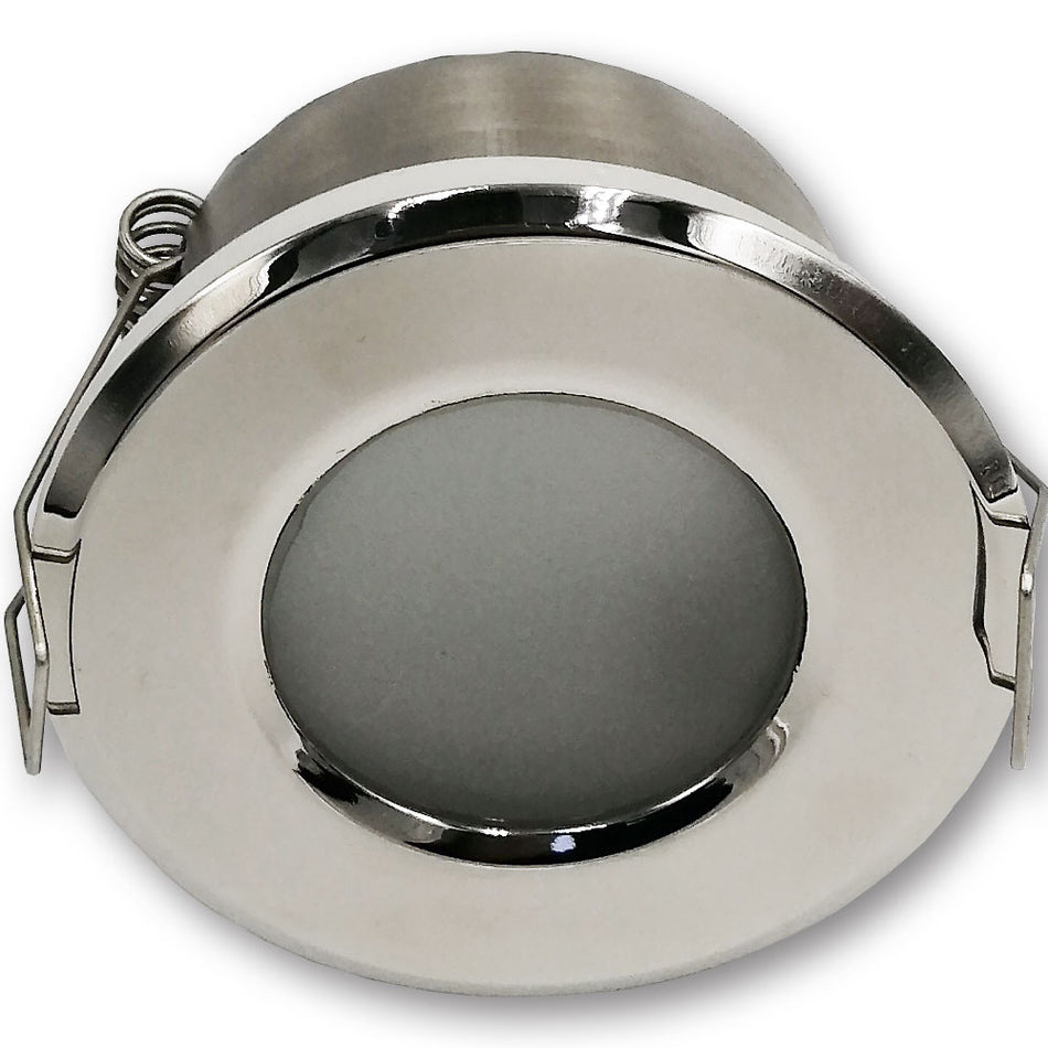 Mega LED - Downlight Fixture - Stainless Steel 316, Frosted Glass, For MR16 or GU10 Bulbs, Inox Finish (SIFNOS-X) — Quality Boat Parts