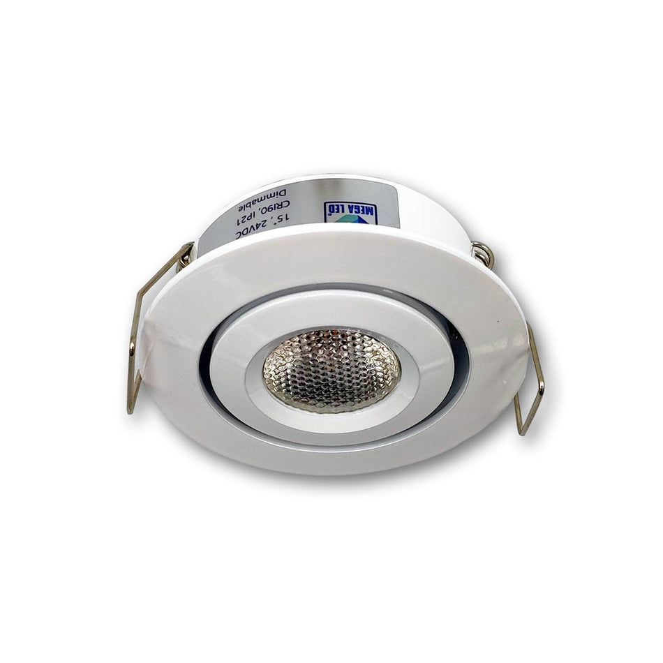 Mega LED - LED Downlight - 3W, 210 Lumens, 3000K, 24V DC, White Finish Aluminum Housing (CIRO-WW) — Quality Boat Parts