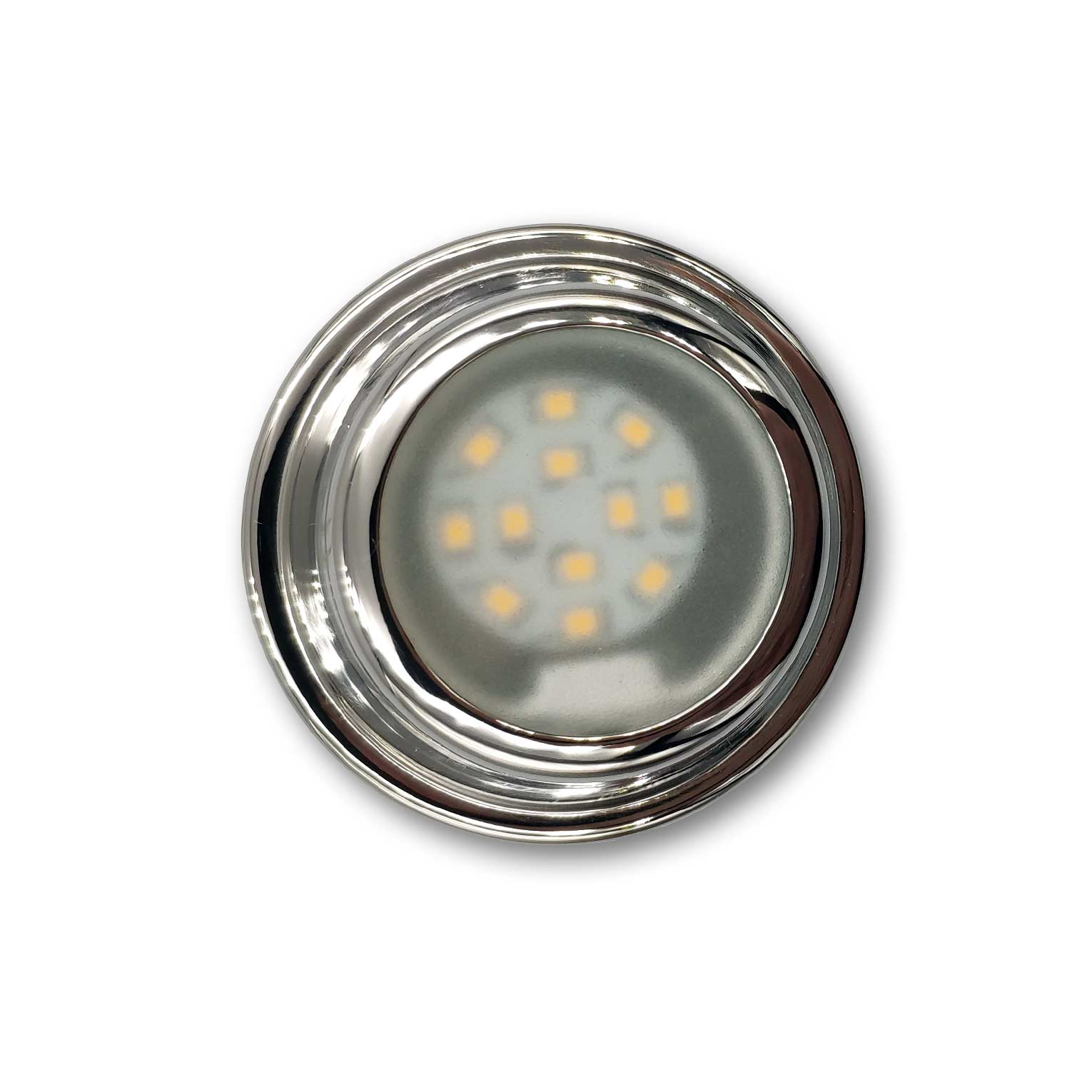 Mega LED - LED Downlight - 2W, G4 LED Bulb, 200 Lm, 3000K, Stainless Steel Bezel, Aluminum Base, 12-24V DC (PATMOS-WW) — Quality Boat Parts