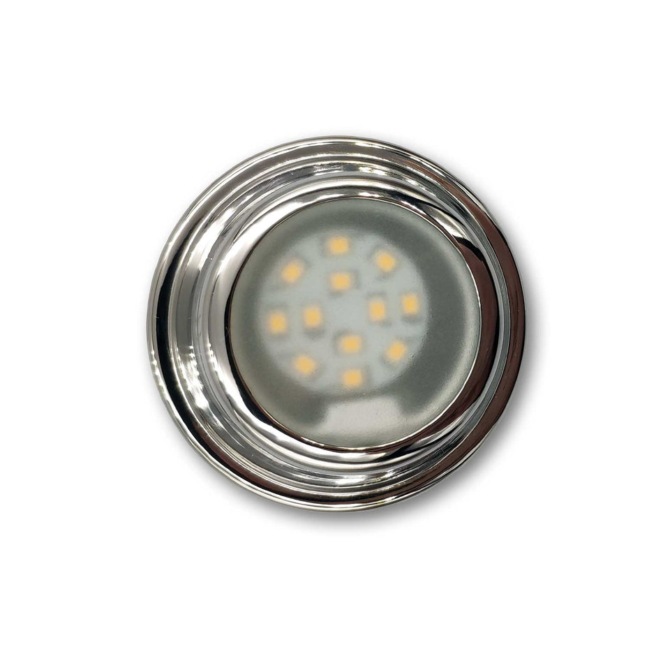 Mega LED - LED Downlight - 2W, G4 LED Bulb, 200 Lm, 3000K, Stainless Steel Bezel, Aluminum Base, 12-24V DC (PATMOS-WW) — Quality Boat Parts