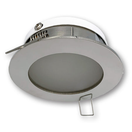 Mega LED - Kasos G4 Bulb Downlight - Stainless Steel 316 Bezel, Frosted Glass, Polished Inox Finish (KASOS) — Quality Boat Parts