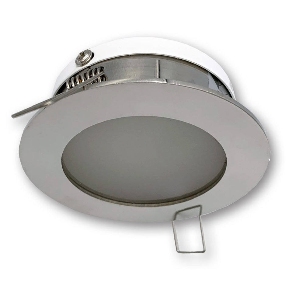 Mega LED - Kasos G4 Bulb Downlight - Stainless Steel 316 Bezel, Frosted Glass, Polished Inox Finish (KASOS) — Quality Boat Parts