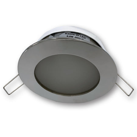 Mega LED - Kasos G4 Bulb Downlight - Stainless Steel 316 Bezel, Frosted Glass, Polished Inox Finish (KASOS) — Quality Boat Parts
