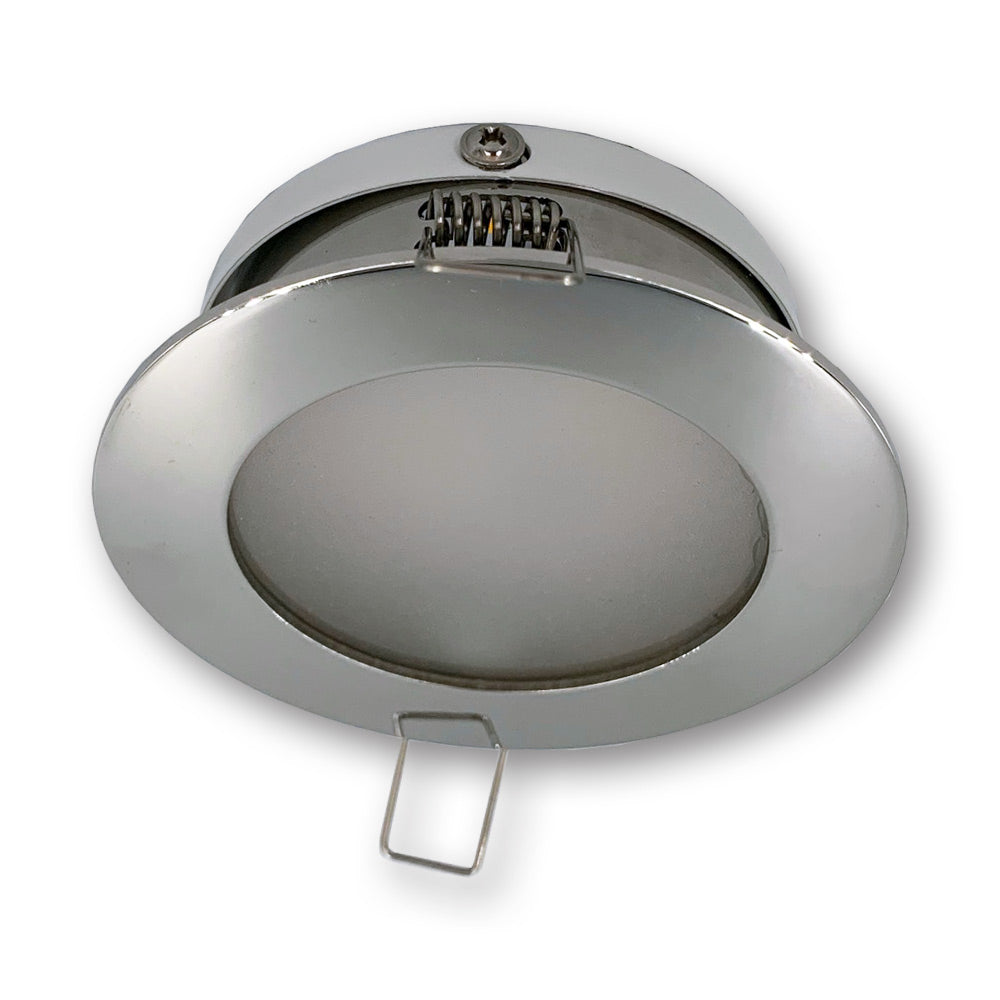 Mega LED - Kasos G4 Bulb Downlight - Stainless Steel 316 Bezel, Frosted Glass, Polished Inox Finish (KASOS) — Quality Boat Parts