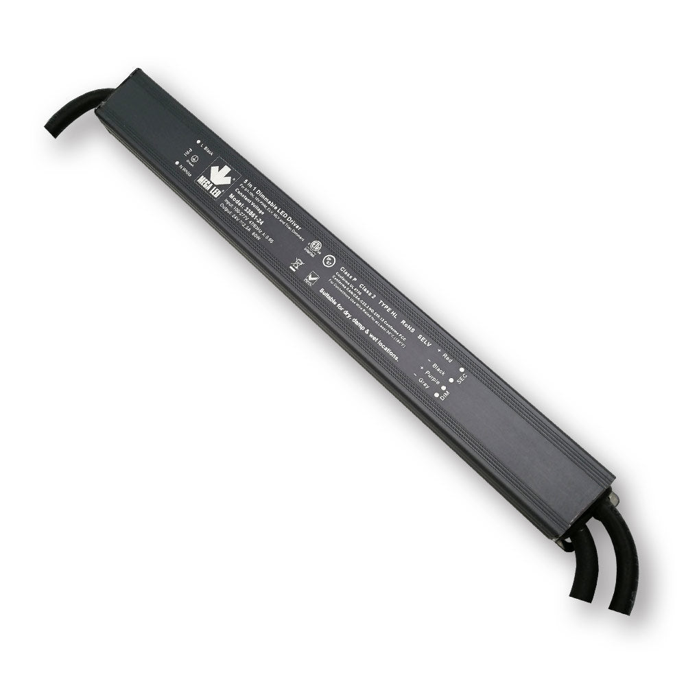 Mega LED - Driver Power Supply - 5 in 1 Slim Dimmable, 100-277V AC, 24V DC, 2.5A, 60W (33861-24) — Quality Boat Parts