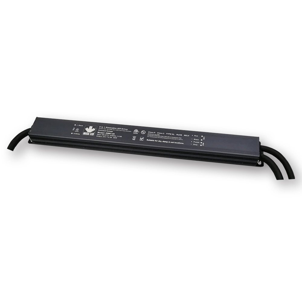 Mega LED - Driver Power Supply - 5 in 1 Slim Dimmable, 100-277V AC, 24V DC, 2.5A, 60W (33861-24) — Quality Boat Parts
