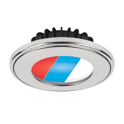 Imtra - Current PowerLED Tri-Color Downlight - 10-40VDC, Polished Stainless Steel, 5.0W, IP65 — Quality Boat Parts