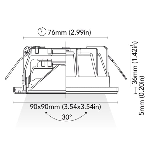 BCM - Daytona 90 Downlight - 4W, 3000K Warm White, 8-32V, IP66, 323lm — Quality Boat Parts