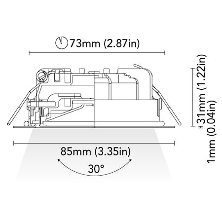 BCM - Newport 85 Downlight - 2W, 8-32V, IP66, Opal Screen, Wide Beam — Quality Boat Parts