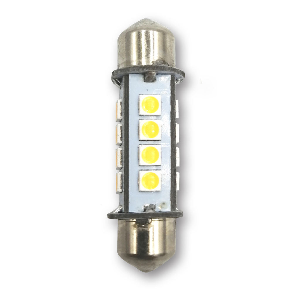 Mega LED - LED Replacement Bulb - Festoon Type, 1.0 Watt, 84 Lumens, 10-30V DC, Warm White, L42mm x Ø10mm (30024-WW) — Quality Boat Parts