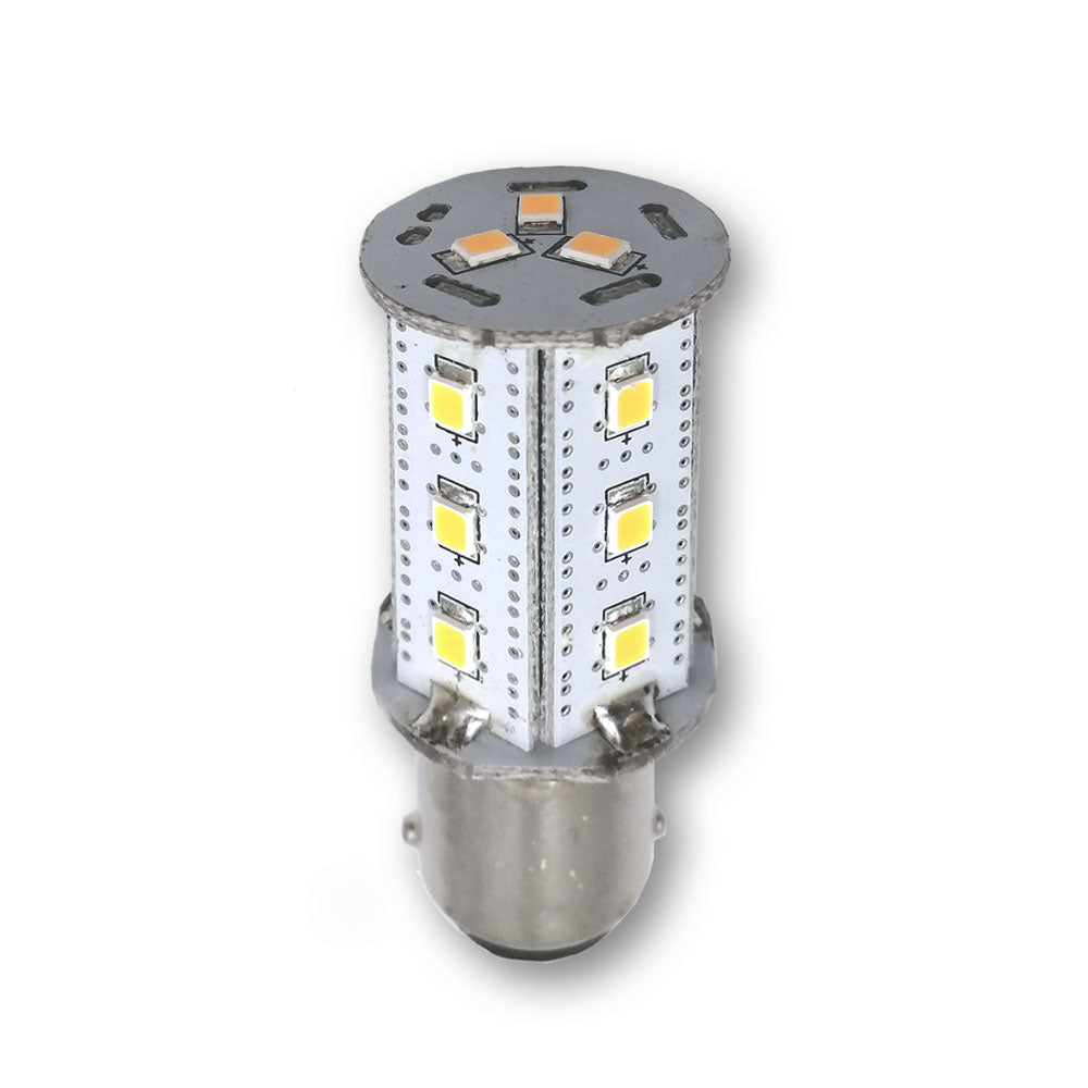 Mega LED - Even Pins LED Replacement Bulb - BA15 Type, 3.2 Watt, 266 Lumens, 10-30V DC, Warm White 3000K (30027) — Quality Boat Parts