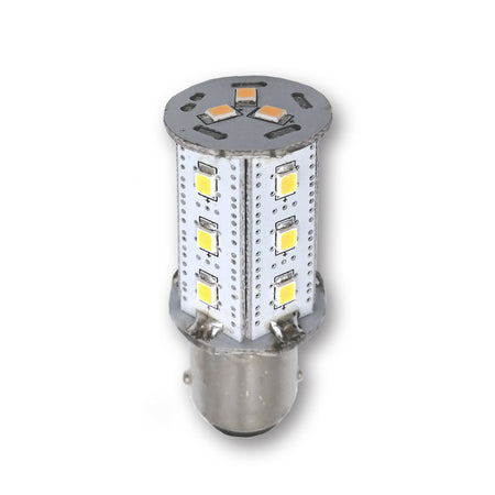 Mega LED - Even Pins LED Replacement Bulb - BA15 Type, 3.2 Watt, 266 Lumens, 10-30V DC, Warm White 3000K (30027) — Quality Boat Parts