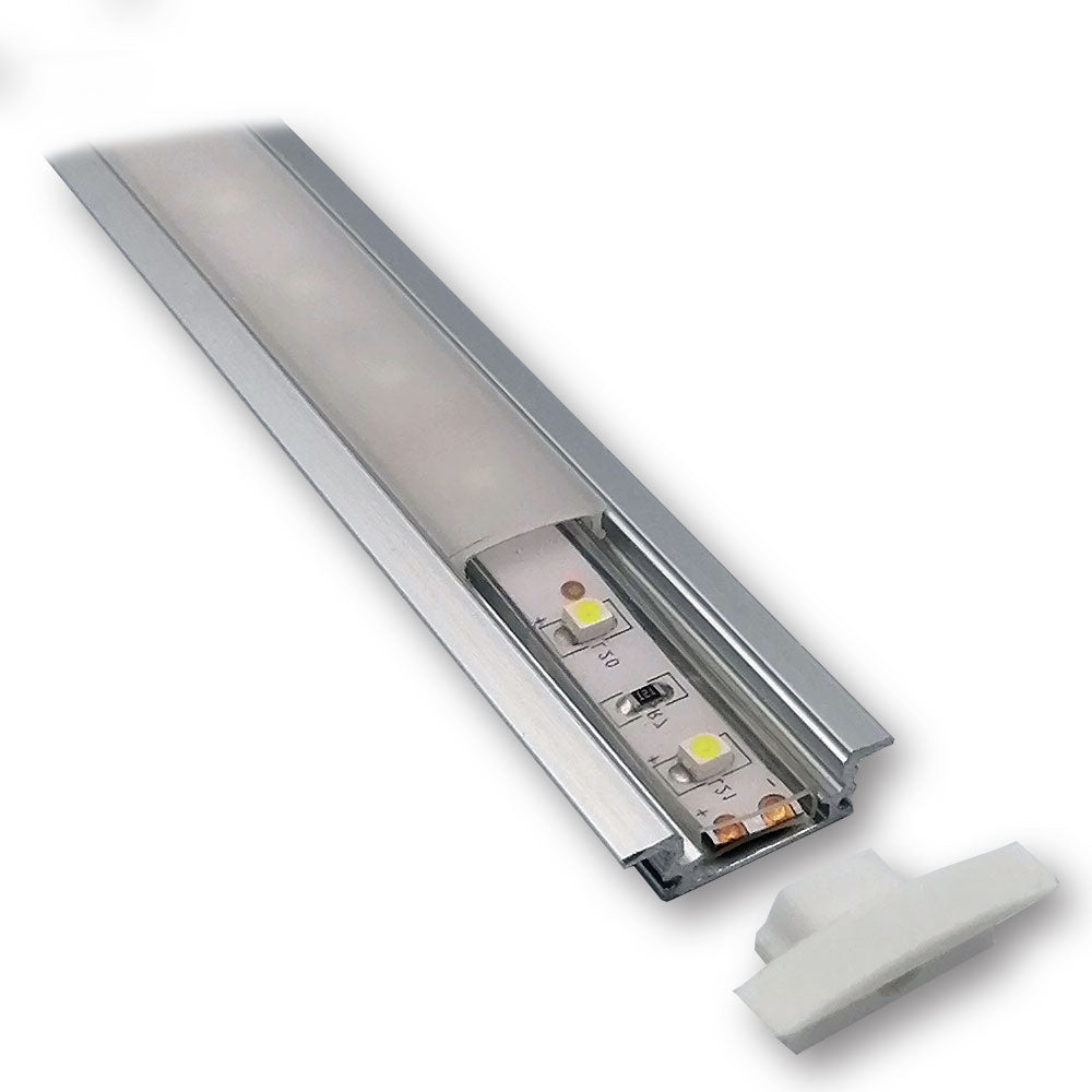 Mega LED - Slim Recessed Aluminum Profile - Standard Frosted Cover, Length 2 Meters (30210) — Quality Boat Parts