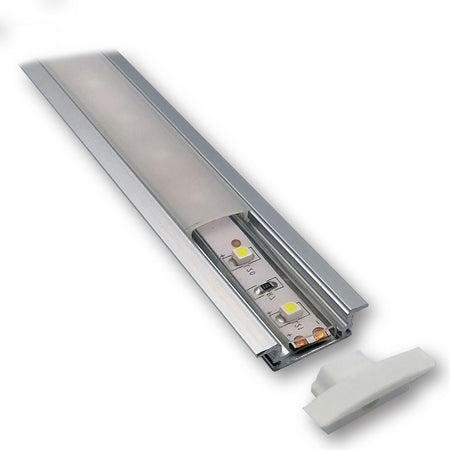 Mega LED - Slim Recessed Aluminum Profile - Standard Frosted Cover, Length 2 Meters (30210) — Quality Boat Parts