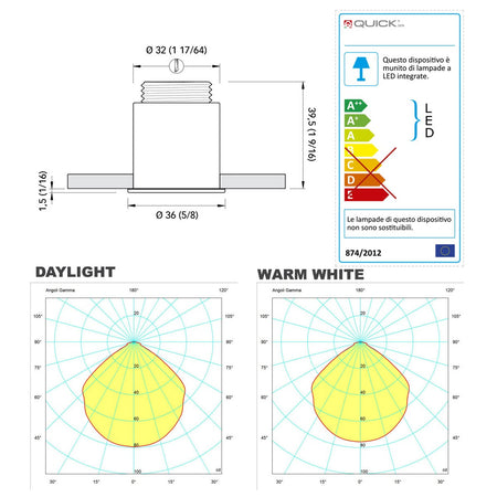 Quick Marine - GAIA CO36 LED Courtesy Light (Warm White, 10/30V, IP65, Stainless Steel) (FASP2390X1DCD00) — Quality Boat Parts