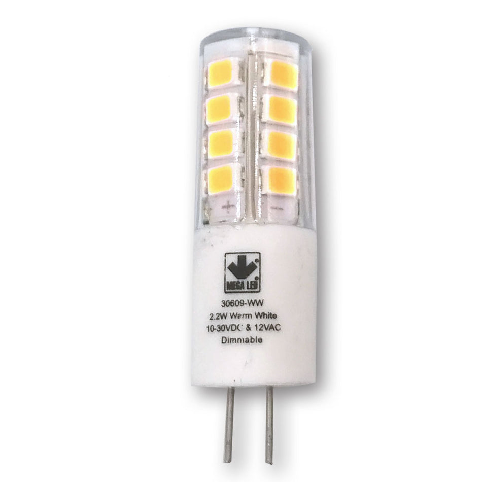 Mega LED - LED Replacement Bulb - G4 Type, 2.2 Watt, 350 Lumens, 10-30V DC & 12V AC, Cool White (30609-CW) — Quality Boat Parts