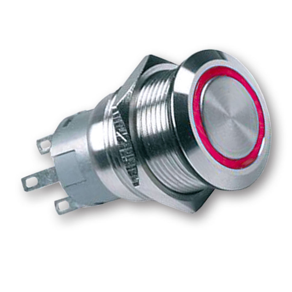 Mega LED - 22MM Push Button - Waterproof IP67, Stainless Steel, Illuminated — Quality Boat Parts